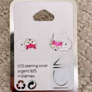 Icing sterling silver fox earrings